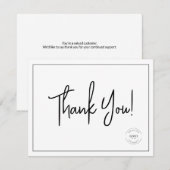 Modern Black White Company Logo. Sociale dank Bedankkaart (Voorkant / Achterkant)