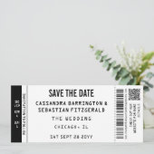 Modern Black White Concert Ticket Photo QR Wedding Save The Date (Staand voorkant)