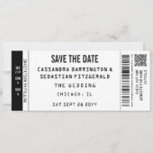 Modern Black White Concert Ticket Photo QR Wedding Save The Date (Voorkant)