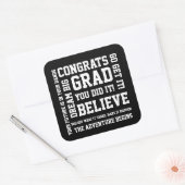 Modern Black White Congrats Afstudeerder dat je he Vierkante Sticker (Envelop)