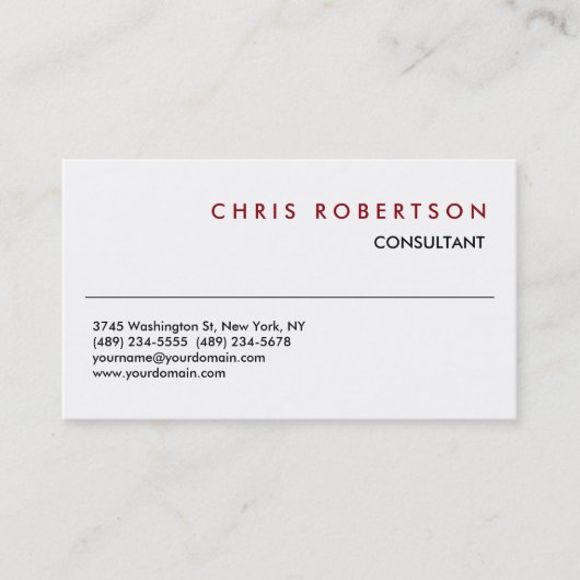 Modern Black White Consultant Visitekaartje (Voorkant)