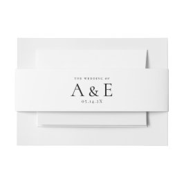 Modern Black & White Couples Monogram Wedding  Uitnodigingen Wikkel