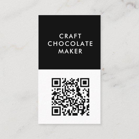 Modern Black White Craft Chocolate Maker QR Code Visitekaartje (Achterkant)