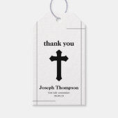 Modern Black & White Cross First Heilige Communie Cadeaulabel (Voorkant)