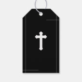 Modern Black & White Cross First Heilige Communie Cadeaulabel (Achterkant)