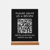 Modern Black & White Custom Leave a Review QR Code Acryl Bord (Voorkant)