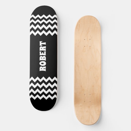 Modern Black &White Custom Name Persoonlijk Skateboard (Voorkant)