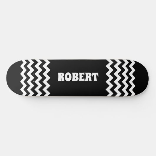 Modern Black &White Custom Name Persoonlijk Skateboard (Horizontaal)