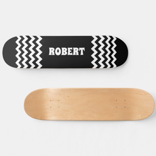 Modern Black &White Custom Name Persoonlijk Skateboard (Horizontaal)