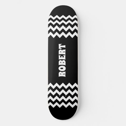 Modern Black &White Custom Name Persoonlijk Skateboard (Voorkant)