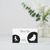 Modern Black & White Cute Silhouette Dog Walking Visitekaartje (Staand voorkant)