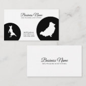 Modern Black & White Cute Silhouette Dog Walking Visitekaartje (Voorkant / Achterkant)