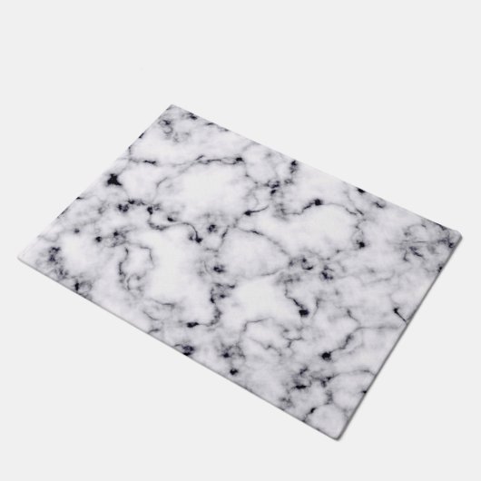 Modern Black White Designer Marble Pattern Deurmat (Schuin)