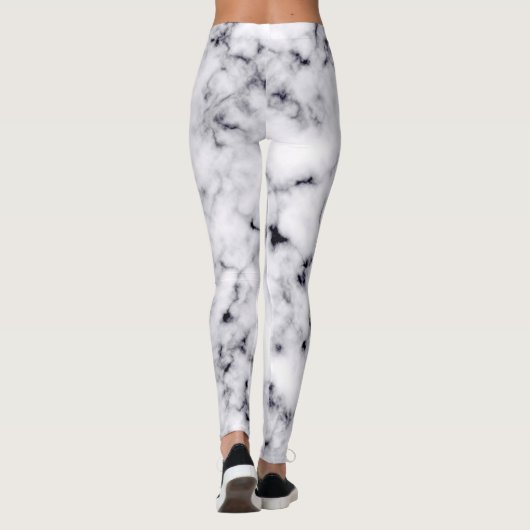 Modern Black White Designer Marble Pattern Leggings (Achterkant)