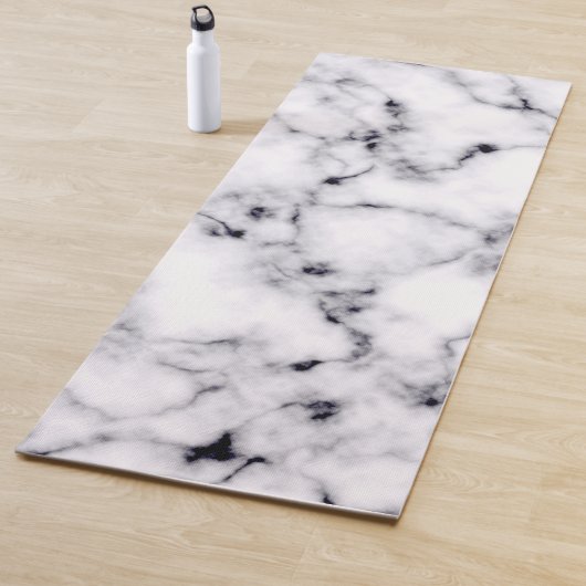Modern Black White Designer Marble Pattern Yogamat (In situ)