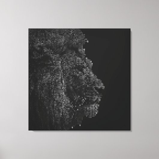 Modern Black & White Digital Letter Art Photo Lion Canvas Afdruk (Voorkant)
