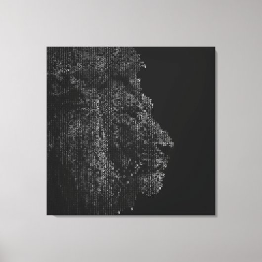 Modern Black & White Digital Letter Art Photo Lion Canvas Afdruk (Voorkant)