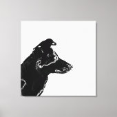Modern Black & White Digital Photo Sketch Dog Canvas Afdruk (Voorkant)
