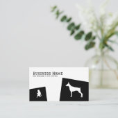 Modern Black & White Doberman Pet Dog Walking Visitekaartje (Staand voorkant)