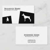 Modern Black & White Doberman Pet Dog Walking Visitekaartje (Voorkant / Achterkant)