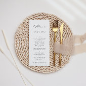 Modern Black White Elegant Minimalist Wedding Menu