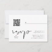 Modern Black & White Elegant QR Wedding RSVP Kaartje (Voorkant)