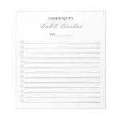Modern Black White Elegant Simple Habit Tracker Notitieblok (Voorkant)