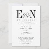 Modern Black & White Elegant Wedding Invitation Kaart (Voorkant)