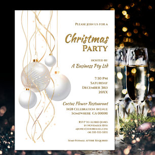 Modern Black White en Gold Kerstparty Kaart