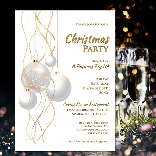 Modern Black White en Gold Kerstparty Kaart