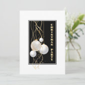 Modern Black White en Gold Kerstparty Kaart (Staand voorkant)