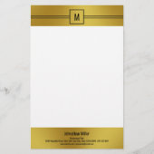 Modern Black White en Gold Monogram Sjabloon Briefpapier (Voorkant)