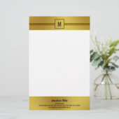 Modern Black White en Gold Monogram Sjabloon Briefpapier (Staand voorkant)