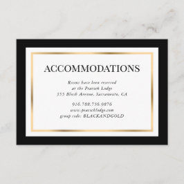 Modern Black White en Gold Wedding Accommodatie Informatiekaartje