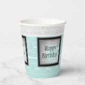 Modern Black White en Grey Patterned Papieren Bekers (Achterkant)