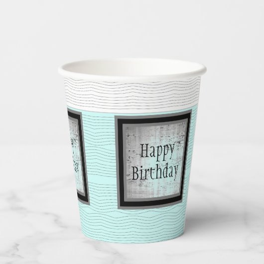 Modern Black White en Grey Patterned Papieren Bekers (Achterkant)