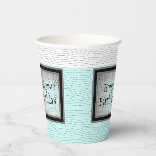 Modern Black White en Grey Patterned Papieren Bekers (Rechts)