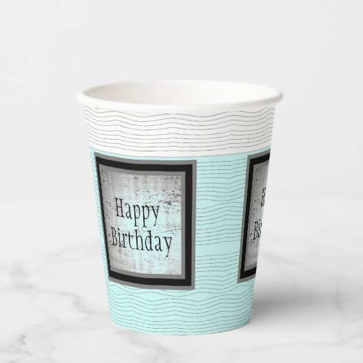 Modern Black White en Grey Patterned Papieren Bekers (Voorkant)