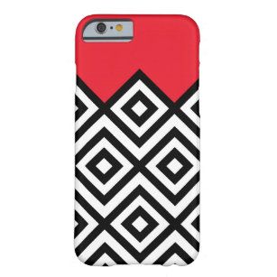 Modern Black White en Red Chevron Pattern Barely There iPhone 6 Hoesje
