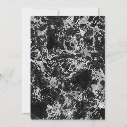Modern Black, White en Silver Marble Birthday Kaart (Achterkant)