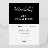 Modern Black White Fifty & Fabulous Birthday Folie Uitnodiging (Achterkant)