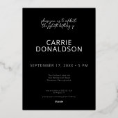 Modern Black White Fifty & Fabulous Birthday Folie Uitnodiging (Achterkant)