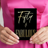 Modern Black White Fifty & Fabulous Birthday Folie Uitnodiging