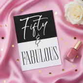 Modern Black White Fifty & Fabulous Birthday Kaart