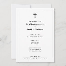 Modern Black & White First Heilige Communie Bedankkaart