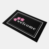 Modern Black White Floral Deurmat (Schuin)