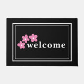Modern Black White Floral Deurmat (Voorkant)