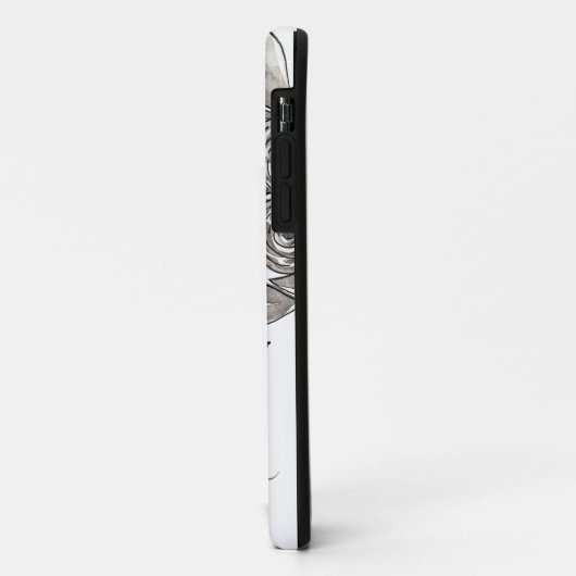 Modern Black White Floral Waterverf Monogram Case-Mate iPhone Case (Achterkant/links)