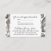 Modern Black White Floral Waterverf Pattern Afsprakenkaartje (Achterkant)