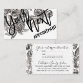 Modern Black White Floral Waterverf Pattern Afsprakenkaartje (Voorkant / Achterkant)